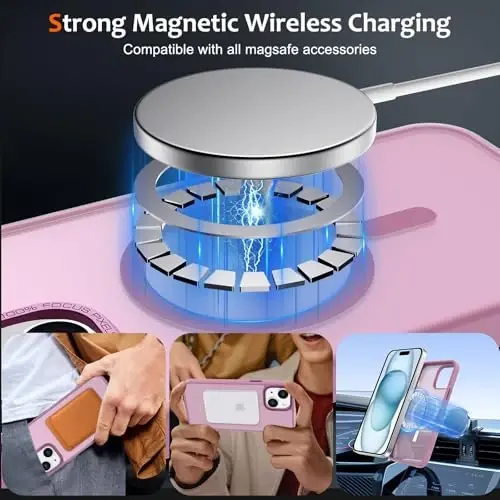 Anuck Case iPhone 15 uchun g'ilof Magnitli telefon g'ilofi MagSafe bilan mos, Yumshoq TPU bumper Qattiq yarim shaffof mat orqa Yengil Shokka chidamli himoya qopqog'i Erkaklar Ayollar Qizlar uchun - Uzum binafsha - 2