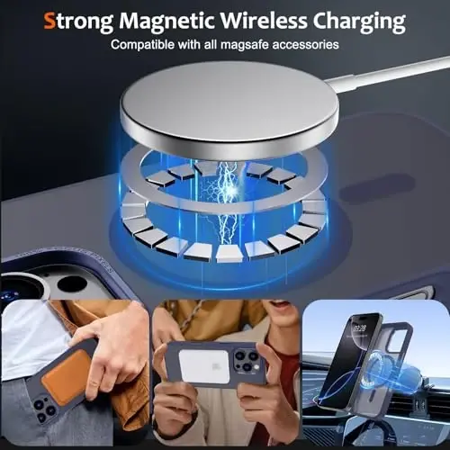 Anuck Case iPhone 16 Pro uchun magnitli telefon gʻilofi MagSafe bilan mos, yumshoq TPU bumperli qattiq yarim shaffof mat orqa nozik zarbga chidamli himoya qopqogʻi erkaklar, ayollar va qizlar uchun - toʻq koʻk - ANUCK (1)