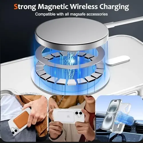 Anuck Case iPhone 16 uchun MagSafe bilan mos keladigan magnit telefon qutisi, yumshoq TPU bamperi qattiq yarim shaffof mat orqa Slim Fit zarbga chidamli himoya qopqog'i erkaklar ayollar qizlar uchun - Oq - 2