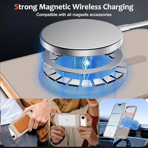 Anuck Чехол для iPhone Air с магнитной поддержкой MagSafe, мягкий бампер из ТПУ, жесткая полупрозрачная матовая задняя панель, тонкий ударопрочный защитный чехол для мужчин, женщин и девушек - коричневый - 2
