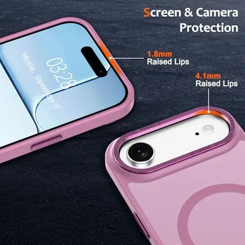 Anuck Чехол для iPhone Air с магнитом, совместимый с MagSafe, мягкий бампер из TPU, жесткая полупрозрачная матовая задняя панель, тонкий ударопрочный защитный чехол 17 Air для мужчин, женщин и девушек — Виноградно-фиолетовый - 3
