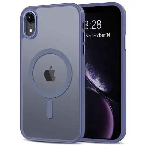 Anuck Чехол для iPhone XR, магнитный чехол, совместимый с MagSafe, мягкий бампер из TPU, жесткая полупрозрачная матовая задняя панель, тонкий, ударопрочный защитный чехол для мужчин, женщин и девушек - Синий - 1