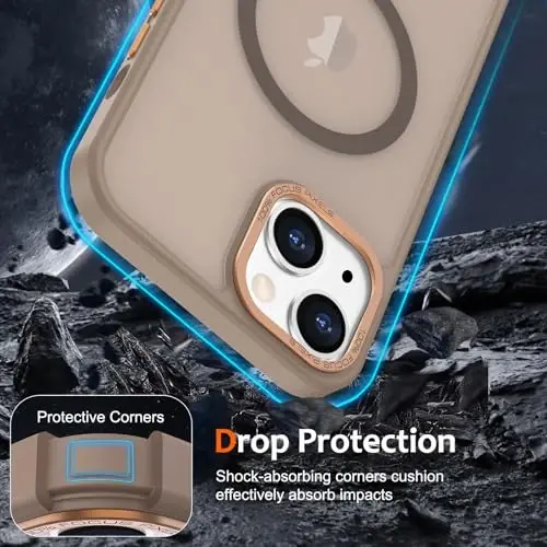 Anuck for iPhone 15 Plus Case Magnetic Phone Case Compatible with MagSafe, Soft TPU Bumper Hard Translucent Matte Back Slim Fit Shockproof Protective Case Cover for Men Women Girls - Brown - 4