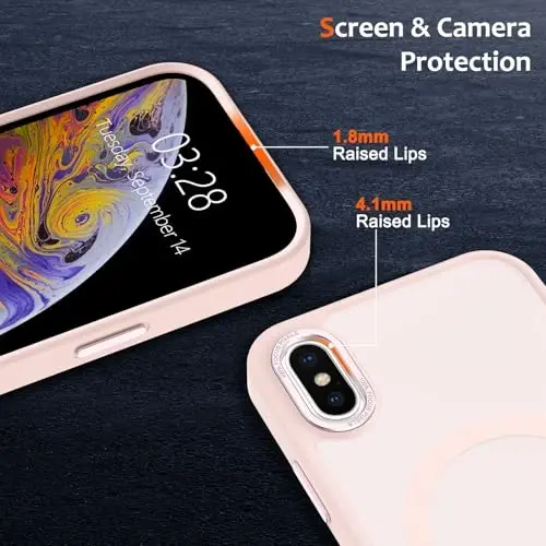 Anuck for iPhone X Case, for iPhone Xs Case Magnetic Phone Case Compatible with MagSafe, Soft TPU Bumper Hard Translucent Matte Back Slim Fit Shockproof Protective Cover for Men Women Girls - Pink - 3