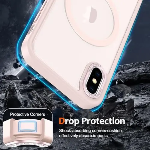 Anuck for iPhone X Case, for iPhone Xs Case Magnetic Phone Case Compatible with MagSafe, Soft TPU Bumper Hard Translucent Matte Back Slim Fit Shockproof Protective Cover for Men Women Girls - Pink - 4