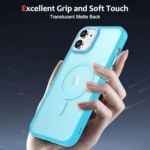 Anuck iPhone 11 Kılıf, MagSafe Uyumlu Manyetik Telefon Kılıfı, Yumuşak TPU Tampon, Sert Yarı Saydam Mat Arka Yüz, İnce Kesim Darbeye Dayanıklı Koruyucu Kapak, Erkekler, Kadınlar ve Kızlar için - Göl Mavisi - 5