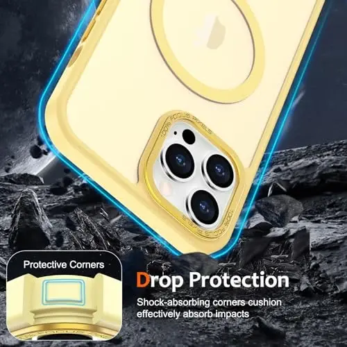Anuck iPhone 11 Pro Max Kılıf, MagSafe Uyumlu Manyetik Telefon Kılıfı, Yumuşak TPU Tampon, Sert Yarı Saydam Mat Arka Yüzey, İnce, Darbe Emici Koruyucu Kapak, Erkekler, Kadınlar ve Kızlar İçin - Sarı - 4