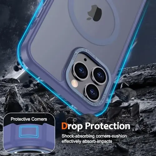 Anuck iPhone 11 Pro Max Kılıf, MagSafe Uyumlu Manyetik Telefon Kılıfı, Yumuşak TPU Tampon, Sert Yarı Saydam Mat Arka Yüzey, İnce, Darbeye Dayanıklı Koruyucu Kapak, Erkekler, Kadınlar ve Kızlar İçin - Mavi - 4
