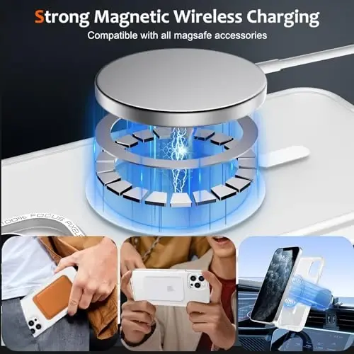 Anuck iPhone 11 Pro Max Kılıf, MagSafe Uyumlu Manyetik Telefon Kılıfı, Yumuşak TPU Tampon, Sert Yarı Saydam Mat Arka Yüzey, İnce, Darbeye Dayanıklı Koruyucu Kılıf, Erkekler, Kadınlar ve Kızlar İçin - Beyaz - 2