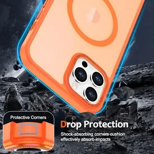 Anuck iPhone 11 Pro Max uchun g'ilof Magnit telefon g'ilofi MagSafe bilan mos keladi, Yumshoq TPU bamper Qattiq shaffof mat orqa Slim Fit zarbaga chidamli himoya qopqog'i erkaklar ayollar qizlar uchun - Apelsin - 8