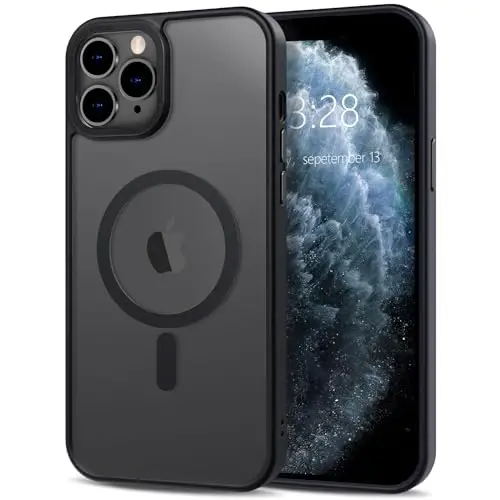 Anuck iPhone 11 Pro Max uchun g'ilof Magnit telefon g'ilofi MagSafe bilan mos, Yumshoq TPU bumper qattiq shaffof mat orqa Slim Fit zarbaga chidamli himoya qopqog'i erkaklar ayollar qizlar uchun - Qora 