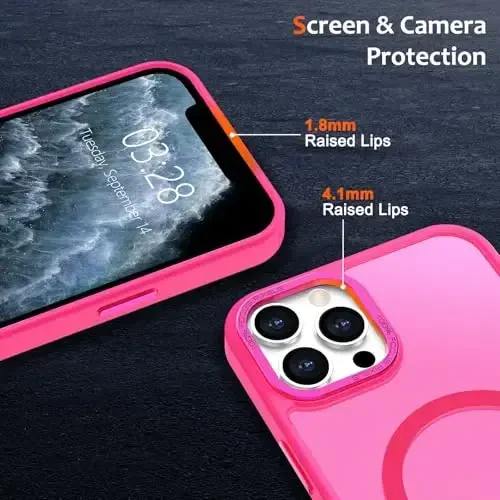 Anuck iPhone 11 Pro Max uchun g'ilof Magnitli telefon g'ilofi MagSafe bilan mos keladi, Yumshoq TPU bamper Qattiq shaffof mat orqa Slim Fit zarbaga chidamli himoya qopqog'i erkaklar ayollar qizlar uchun - To'q pushti - 3