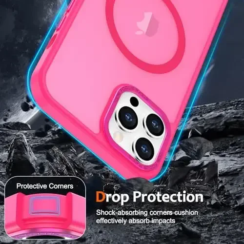 Anuck iPhone 11 Pro Max uchun g'ilof Magnitli telefon g'ilofi MagSafe bilan mos keladi, Yumshoq TPU bamper Qattiq shaffof mat orqa Slim Fit zarbaga chidamli himoya qopqog'i erkaklar ayollar qizlar uchun - To'q pushti - 4