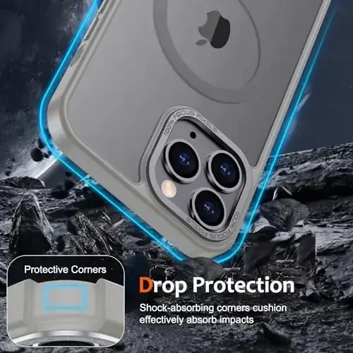Anuck iPhone 11 Pro Max uchun g'ilof Magnitli telefon g'ilofi MagSafe bilan mos keladi, Yumshoq TPU bamperi Qattiq shaffof mat orqa Slim Fit zarbaga chidamli himoya qopqog'i erkaklar ayollar qizlar uchun - Kulrang - 4