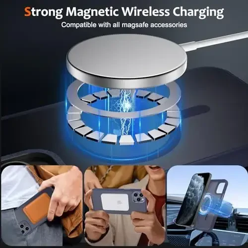 Anuck iPhone 11 Pro Max uchun g‘ilof Magnitli telefon g‘ilofi MagSafe bilan mos keladi, Yumshoq TPU bumper Qattiq yarim shaffof mat orqa Slim Fit zarbga chidamli himoya qopqog‘i erkaklar ayollar qizlar uchun - To‘q ko‘k - 2