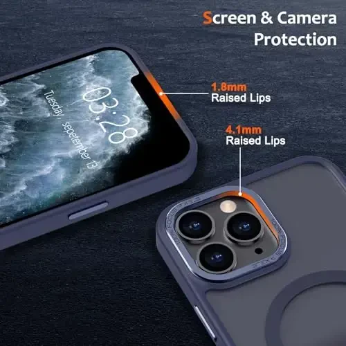 Anuck iPhone 11 Pro Max uchun g‘ilof Magnitli telefon g‘ilofi MagSafe bilan mos keladi, Yumshoq TPU bumper Qattiq yarim shaffof mat orqa Slim Fit zarbga chidamli himoya qopqog‘i erkaklar ayollar qizlar uchun - To‘q ko‘k - 3