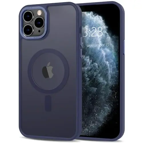 Anuck iPhone 11 Pro Max uchun g‘ilof Magnitli telefon g‘ilofi MagSafe bilan mos keladi, Yumshoq TPU bumper Qattiq yarim shaffof mat orqa Slim Fit zarbga chidamli himoya qopqog‘i erkaklar ayollar qizlar uchun - To‘q ko‘k 