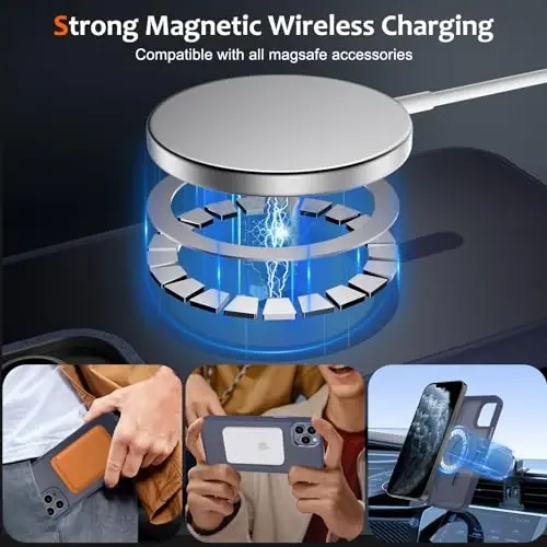 Anuck iPhone 11 Pro Max uchun g‘ilof Magnitli telefon g‘ilofi MagSafe bilan mos keladi, Yumshoq TPU bumper Qattiq yarim shaffof mat orqa Slim Fit zarbga chidamli himoya qopqog‘i erkaklar ayollar qizlar uchun - To‘q ko‘k - ANUCK (1)