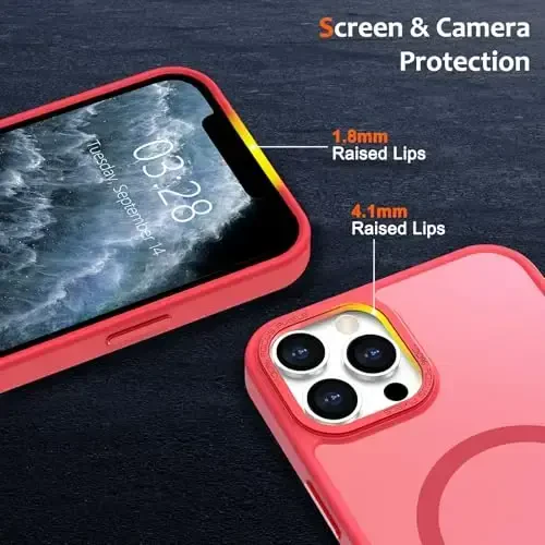 Anuck iPhone 11 Pro Max uchun gʻilof Magnitli telefon gʻilofi MagSafe bilan mos keladi, Yumshoq TPU bumper Qattiq yarim shaffof mat orqa Yengil moslash Zarba oʻtkazmaydigan himoya qopqogʻi erkaklar ayollar qizlar uchun - Och qizil - 3