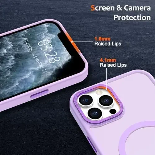 Anuck iPhone 11 Pro Max uchun g'ilof Magnitli telefon g'ilofi MagSafe bilan mos keladi, Yumshoq TPU bumperli qattiq shaffof mat orqa nozik zarbga chidamli himoya qopqog'i erkaklar ayollar qizlar uchun - Ochiq binafsha - 3