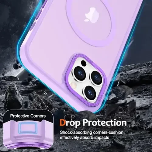 Anuck iPhone 11 Pro Max uchun g'ilof Magnitli telefon g'ilofi MagSafe bilan mos keladi, Yumshoq TPU bumperli qattiq shaffof mat orqa nozik zarbga chidamli himoya qopqog'i erkaklar ayollar qizlar uchun - Ochiq binafsha - 10