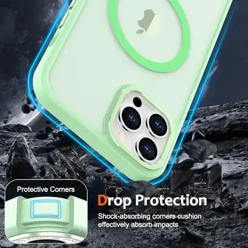 Anuck iPhone 11 Pro Max uchun g'ilof MagSafe bilan mos keladigan magnit telefon g'ilofi, yumshoq TPU bamperi qattiq shaffof mat orqa nozik zarbga chidamli himoya qopqog'i erkaklar ayollar qizlar uchun - Yashil - 10