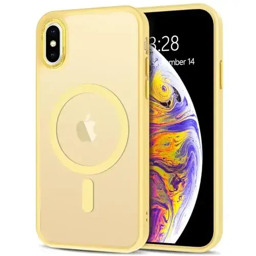 Anuck iPhone 11 Pro Max uchun g‘ilof MagSafe bilan mos keladigan magnit telefon g‘ilofi, yumshoq TPU bumperli qattiq shaffof mat orqa, ingichka zarbga chidamli himoya qopqog‘i erkaklar, ayollar va qizlar uchun - sariq 