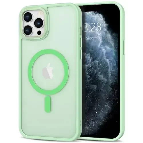 Anuck iPhone 11 Pro Max uchun g‘ilof, MagSafe bilan mos magnitli telefon g‘ilofi, yumshoq TPU bamperi, qattiq yarim shaffof mat orqa, ingichka zarbga chidamli himoya qopqog‘i erkaklar, ayollar va qizlar uchun - Yashil - 12