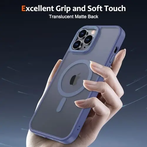 Anuck iPhone 11 Pro Max uchun g'ilof, MagSafe bilan mos magnitli telefon g'ilofi, yumshoq TPU bamperli qattiq yarim shaffof mat orqa tomon, erkaklar, ayollar va qizlar uchun ingichka zarbaga chidamli himoya g'ilofi - Moviy - 5