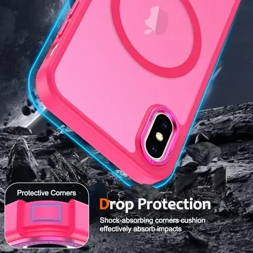 Anuck iPhone 11 Pro Max uchun g‘ilof, MagSafe bilan mos magnitli telefon g‘ilofi, yumshoq TPU bumper, qattiq shaffof mat orqa, ingichka zarbga chidamli himoya qopqog‘i, erkaklar, ayollar va qizlar uchun - To‘q pushti - 4