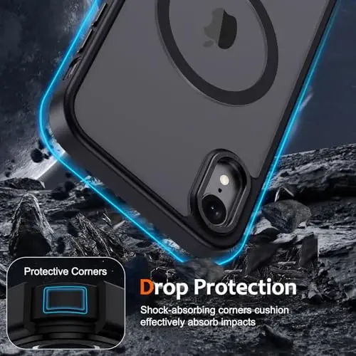 Anuck iPhone 11 uchun g‘ilof Magnitli telefon g‘ilofi MagSafe bilan mos keladi, Yumshoq TPU bamperli qattiq shaffof mat orqa Slim Fit zarbga chidamli himoya qopqog‘i erkaklar ayollar qizlar uchun - Qora - 4