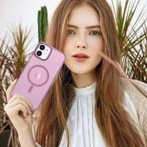 Anuck iPhone 11 uchun g'ilof Magnitli telefon g'ilofi MagSafe bilan mos keladi, Yumshoq TPU bamperli qattiq shaffof mat orqa Slim Fit zarbga chidamli himoya qopqog'i erkaklar ayollar qizlar uchun - uzum binafsha - 6