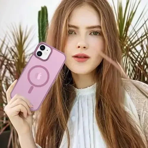 Anuck iPhone 11 uchun g'ilof Magnitli telefon g'ilofi MagSafe bilan mos, Yumshoq TPU bumperli qattiq shaffof mat orqa Slim Fit zarbga chidamli himoya qopqog'i erkaklar ayollar qizlar uchun - Uzum binafsha - 6