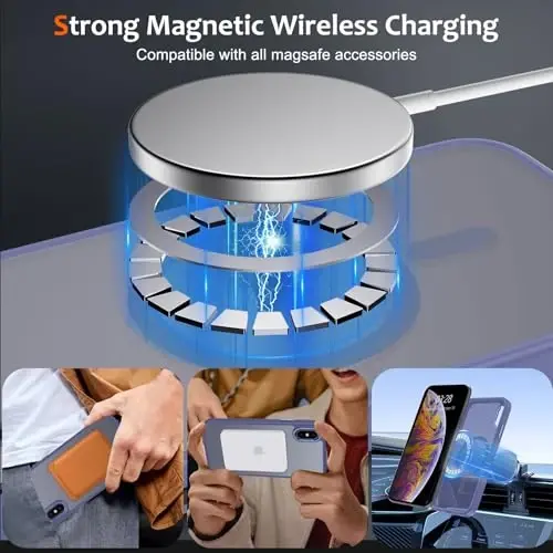 Anuck iPhone 11 uchun g'ilof MagSafe bilan mos keladigan magnit telefon g'ilofi, yumshoq TPU bamperi qattiq shaffof mat orqa Slim Fit zarbaga chidamli himoya qopqog'i erkaklar ayollar qizlar uchun - ko'k - 2