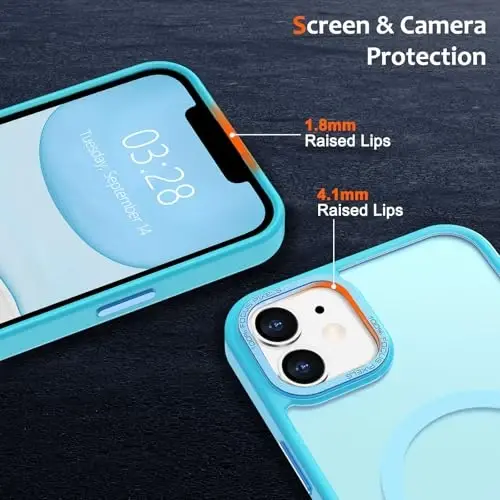 Anuck iPhone 11 uchun g'ilof MagSafe bilan mos keladigan magnit telefon g'ilofi, yumshoq TPU bamperi qattiq yarim shaffof mat orqa ingichka zarbga chidamli himoya qopqog'i erkaklar ayollar qizlar uchun - ko'k ko'l - 3