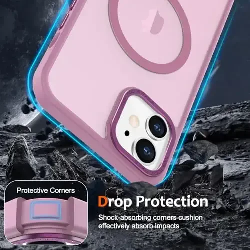 Anuck iPhone 11 uchun g'ilof MagSafe bilan mos keladigan magnit telefon g'ilofi, yumshoq TPU bumperli qattiq shaffof mat orqa Slim Fit zarbga chidamli himoya qopqog'i erkaklar ayollar qizlar uchun - Grape Purple - 4