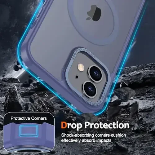 Anuck iPhone 11 uchun g‘ilof MagSafe bilan mos keladigan magnitli telefon g‘ilofi, yumshoq TPU bamperi qattiq yarim shaffof mat orqa, erkaklar, ayollar va qizlar uchun ingichka zarbga chidamli himoya qopqog‘i - ko‘k - 4