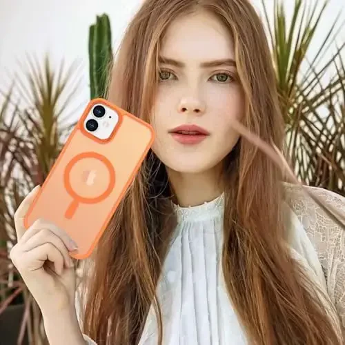 Anuck iPhone 11 uchun g'ilof MagSafe bilan mos keluvchi magnit telefon g'ilofi, yumshoq TPU bamperli qattiq yarim shaffof mat orqa, erkaklar, ayollar va qizlar uchun ingichka zarbga chidamli himoya qopqog'i - Apelsin - 6