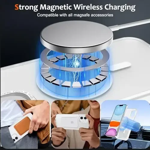 Anuck iPhone 11 uchun gʻilof MagSafe bilan mos keluvchi magnit telefon gʻilofi, yumshoq TPU bumperli qattiq yarim shaffof mat orqa, ingichka zarbga chidamli himoya qopqogʻi erkaklar ayollar qizlar uchun - Oq - 2