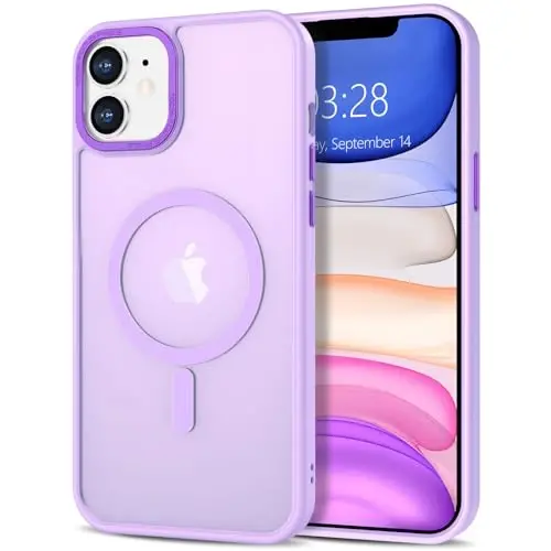 Anuck iPhone 11 uchun g‘ilof, MagSafe bilan mos magnitli telefon g‘ilofi, yumshoq TPU bamperli qattiq shaffof mat orqa tomon, ingichka, zarbaga chidamli himoya g‘ilofi, erkaklar, ayollar va qizlar uchun - Ochiq binafsha rang 