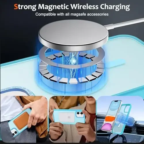 Anuck iPhone 11 uchun g‘ilof MagSafe bilan mos magnitli telefon g‘ilofi, yumshoq TPU bumper, qattiq shaffof mat orqa, ingichka zarbga chidamli himoya qopqog‘i erkaklar, ayollar va qizlar uchun - Lake Blue - 2