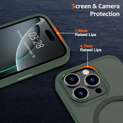 Anuck iPhone 12 Kılıfı, MagSafe ile Uyumlu Magnezyumlu Telefon Kılıfı, Yumuşak TPU Tampon Sert Yarı Saydam Mat Arka İnce Kesim Darbeye Dayanıklı Koruyucu Kılıf Erkekler Kadınlar Kızlar için - Koyu Yeşil - 3