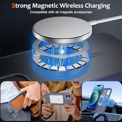 Anuck iPhone 12 Mini uchun g'ilof Magnitli telefon g'ilofi MagSafe bilan mos keladi, Yumshoq TPU bumper Qattiq yarim shaffof mat orqa Slim Fit zarbga chidamli himoya qopqog'i erkaklar ayollar qizlar uchun - Moviy - 11