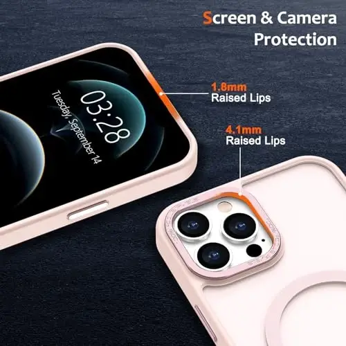 Anuck iPhone 12 Pro Max uchun g'ilof Magnitli telefon g'ilofi MagSafe bilan mos keladi, Yumshoq TPU bamperi Qattiq shaffof mat orqa Slim Fit zarbaga chidamli himoya qopqog'i erkaklar ayollar qizlar uchun - Pushti - 10