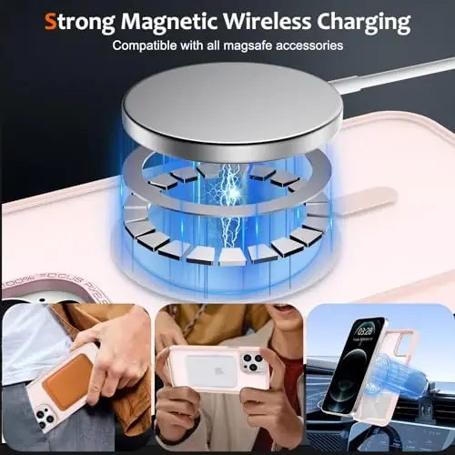 Anuck iPhone 12 Pro Max uchun g'ilof Magnitli telefon g'ilofi MagSafe bilan mos keladi, Yumshoq TPU bamperi Qattiq shaffof mat orqa Slim Fit zarbaga chidamli himoya qopqog'i erkaklar ayollar qizlar uchun - Pushti - ANUCK (1)