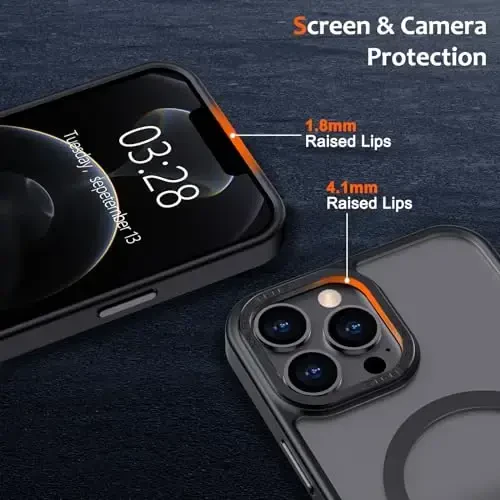 Anuck iPhone 12 Pro Max uchun g'ilof Magnitli telefon g'ilofi MagSafe bilan mos, Yumshoq TPU bamper Qattiq yarim shaffof mat orqa Yupqa zarbga chidamli himoya qopqog'i erkaklar ayollar qizlar uchun - Qora - 3