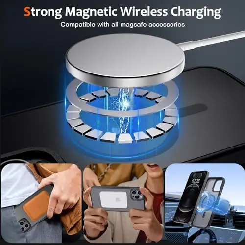 Anuck iPhone 12 Pro Max uchun g'ilof Magnitli telefon g'ilofi MagSafe bilan mos, Yumshoq TPU bamper Qattiq yarim shaffof mat orqa Yupqa zarbga chidamli himoya qopqog'i erkaklar ayollar qizlar uchun - Qora - ANUCK (1)