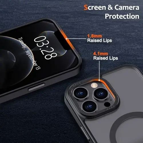 Anuck iPhone 12 Pro Max uchun g'ilof Magnitli telefon g'ilofi MagSafe bilan mos, Yumshoq TPU bamper Qattiq yarim shaffof mat orqa Yupqa zarbga chidamli himoya qopqog'i erkaklar ayollar qizlar uchun - Qora - 3