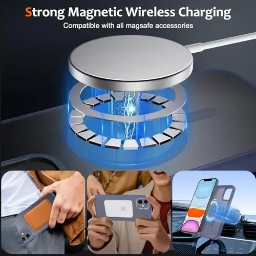 Anuck iPhone 12 Pro Max uchun g'ilof Magnitli telefon g'ilofi MagSafe bilan mos, Yumshoq TPU bumperli qattiq shaffof mat orqa Slim Fit zarbaga chidamli himoya qopqog'i erkaklar ayollar qizlar uchun - Moviy - 2