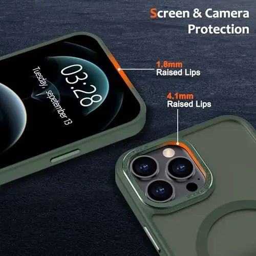 Anuck iPhone 12 Pro Max uchun g‘ilof, MagSafe bilan mos keladigan magnitli telefon g‘ilofi, yumshoq TPU bamperi qattiq yarim shaffof mat orqa nozik zarbga chidamli himoya qopqog‘i erkaklar ayollar qizlar uchun - to‘q yashil - 3